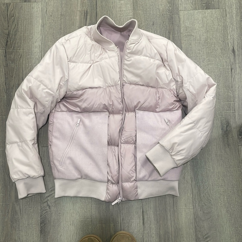 Pink Lululemon Reversible Roam Far Wool Bomber Jacket Size 6